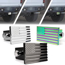 Fits 2 Receivers Black Metal Trailer Towing Hitch Cover W Usa Us American Flag