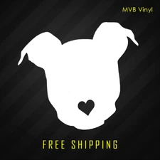 Pit Bull Face Heart Vinyl Decal Sticker | Dog Face Head Breed Love 674