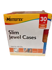 Memorex 30PK Slim Jewel Cases CD/DVD 5 colors Sealed