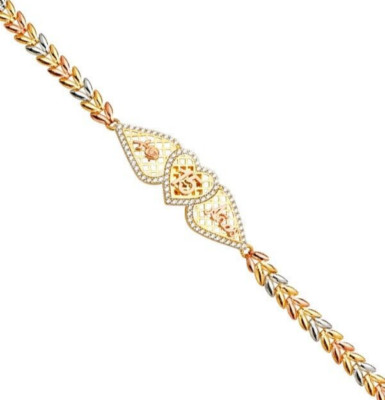 NEW 14K TRI COLOR GOLD 15 YEARS ID BRACELET