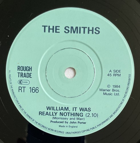 The Smiths -William It Was Resally..- Rare Billy Whitelaw Solid Centre 7” /Vinyl - Picture 2 of 4