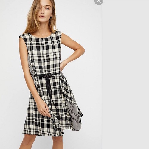 Land Lines cotton plaid mini dress 