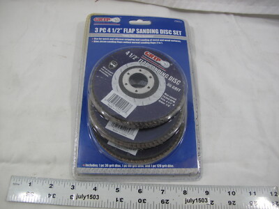 GRIP 3-pc 4-/12'' Blue Zirconia Oxide Flap Sanding Discs 29053 Zircon 36 60 120
