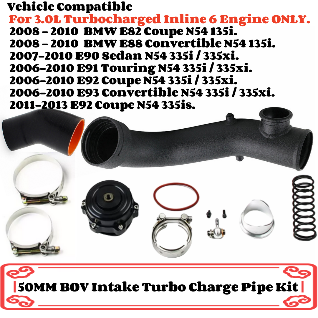 Boost-Ready Intake Turbo Charge Pipe Kit with Tial 50mm BOV for BMW N54 E88 E90 E92 135i 335i