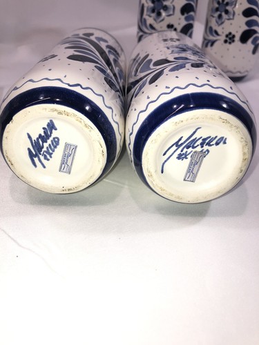 Maceral Mexico Pottery Drink Cup Shot Hand-Painted Blue And White Florals Signed - Picture 11 of 12