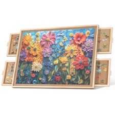 1500 Pieces Rotating Puzzle Board with 4 Drawers,32.68"x24.41" Portable Woode...