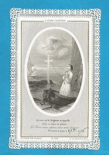 PIOUS IMAGE CANIVET L farewell CHRISTIAN 1876 BOAT