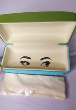 Kate Spade Hard Eyeglass Case Green Teal Blue Eye Graphic Cloth Included