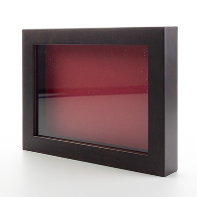 Dark Brown 4x4 Wood Shadow Box With Red Acid-Free Backing 5/8 Usable Depth