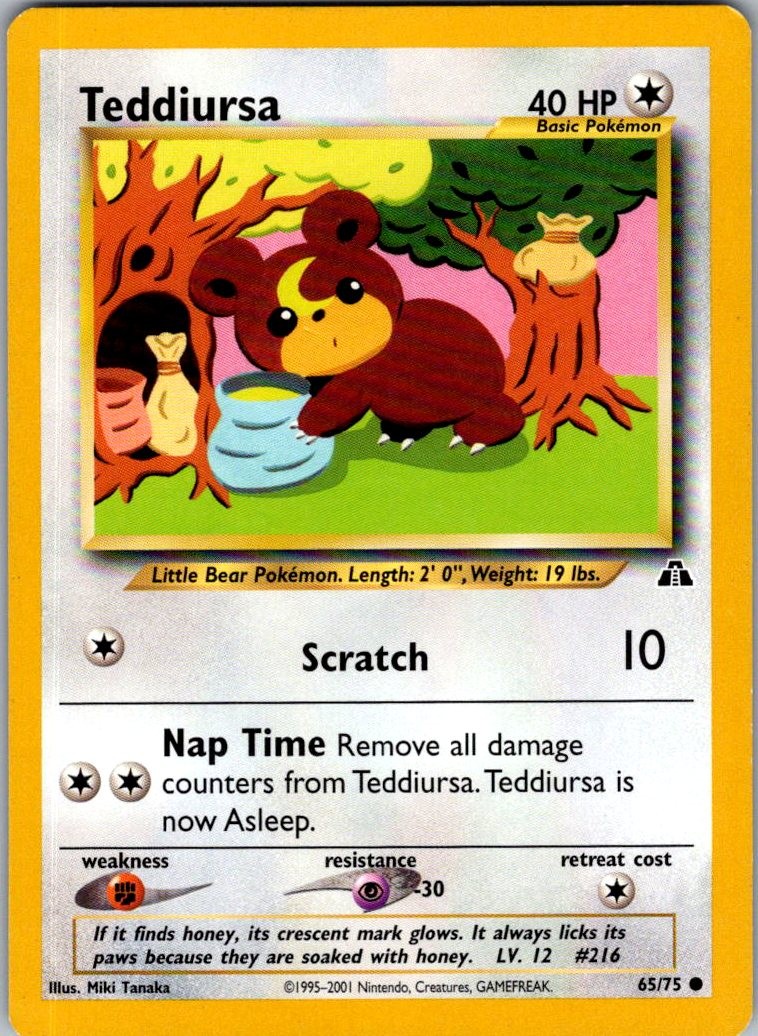 Teddiursa 65/75 Common Neo Discovery Pokemon Unlimited Lightly Played