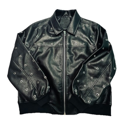 #ad BLANKNYC quot;Under Pressurequot; Vegan Leather Bomber Jacket Black With Eyelet’s Size L $23.99