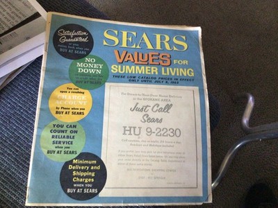 1963 SEARS Values For Summer Living  2 pages missing