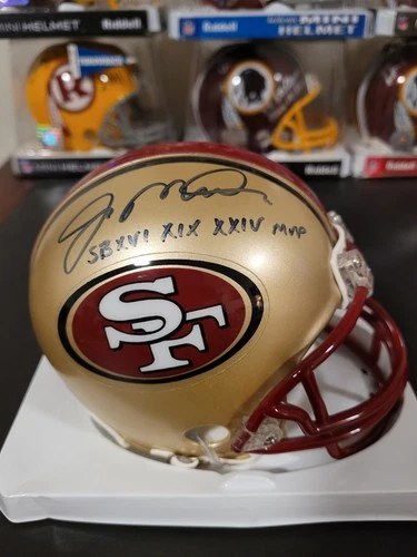 Joe Montana Signed SF 49ers Mini Helmet w/ SB XVI XIX XXIV MVP Insc & COA