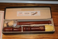 Die Doppelt Johannes Adler Recorder In Box Works Wood Vintage Musical Instrument