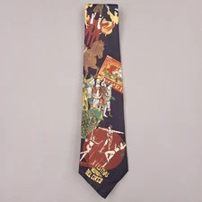 L'Atelier Tie Mens One Size Navy Silk Novelty Circus Clown Festival Mundial USA