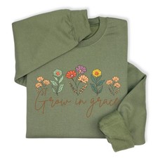 Grow in Grace Hoodie  Sweatshirt, Christian Floral Gift for Women