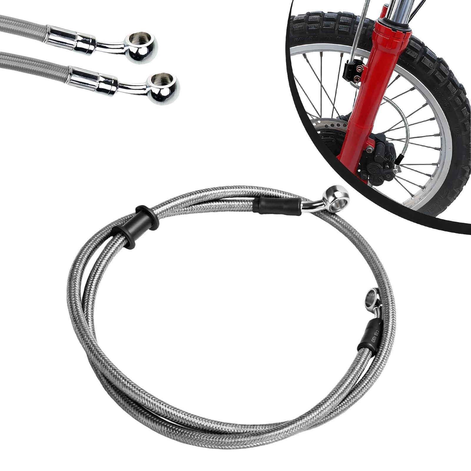 Durite hydraulique argentée de motocross pour un freinage précis sur terrain gras