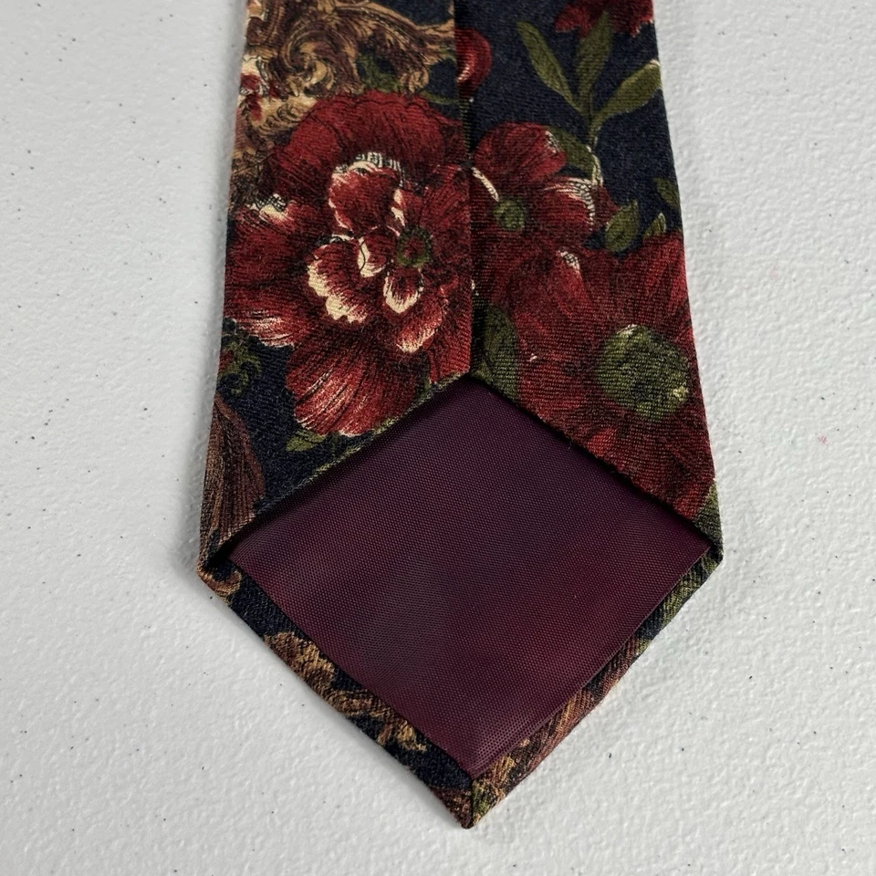 VTG American Eagle Rayon/Wool Tie Neckwear Multicolor Floral Roses Print - Image 2 of 4