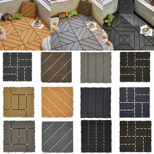 11PCS Plastic Deck Tiles Garden Patio Balcony Outdoor Interlocking Decking Floor