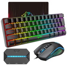 RGB Wired Gaming Keyboard and Mouse Combo - 61 Keys LED Backlit, 6400 DPI