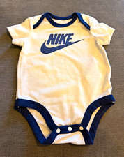 Nike Unisex Baby 0-3 Months Cotton Jersey Logo Bodysuit White/Blue Snap