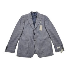 Michael Kors Mens 38S Classic Fit Herringbone Light Blue Sport Coat