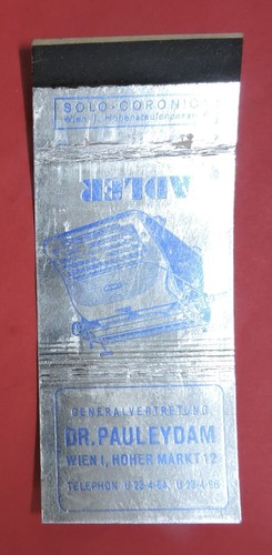 DR PAULEYDAM/ADLER TYPEWRITER MATCHBOOK COVER-AUSTRIA - Picture 1 of 3