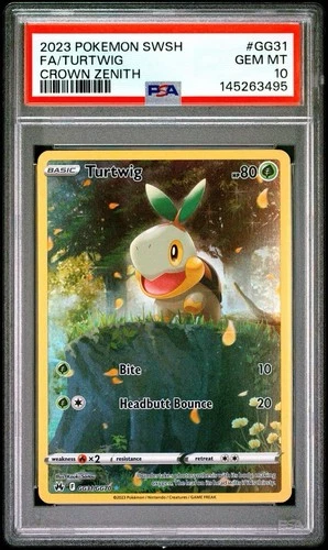 2023 Pokemon Crown Zenith #GG31 Full Art Turtwig PSA 10 Card GEM MINT Free Ship!