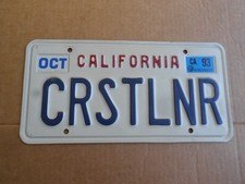 1993 California Vanity License Plate CRSTLNR Original CA Tag Ford Crestliner 