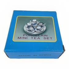 Porcelain Mini Tea Set Blue Floral Miniature Tea Set New in Box