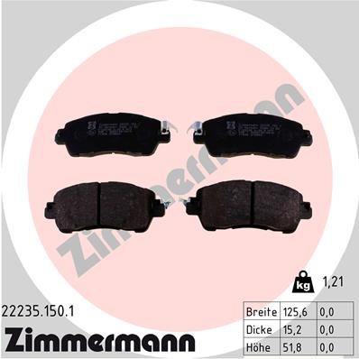 Vorderachse ZIMMERMANN 22235.150.1 Bremsbelagsatz, Scheibenbremse für MAZDA,SCIO