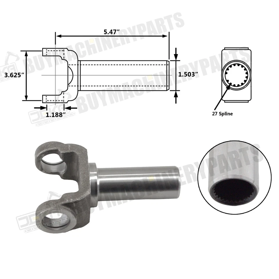 Transmission Slip Yoke 3-3-6081X for 1350 Series TH200-4R TH350 TH700 M20 21 22 - Image 2 of 4
