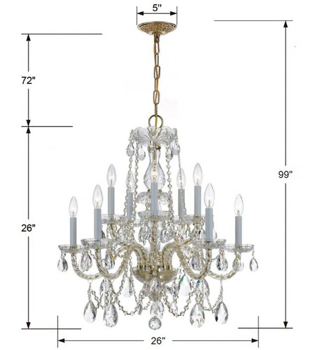 Crystorama Traditional Crystal 26" Brass 10-Light Crystal Chandelier - Picture 6 of 6