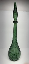 22  Guildcraft Empoli Italy Green Hobnail Bubble Genie Bottle w Stopper MCM VTG