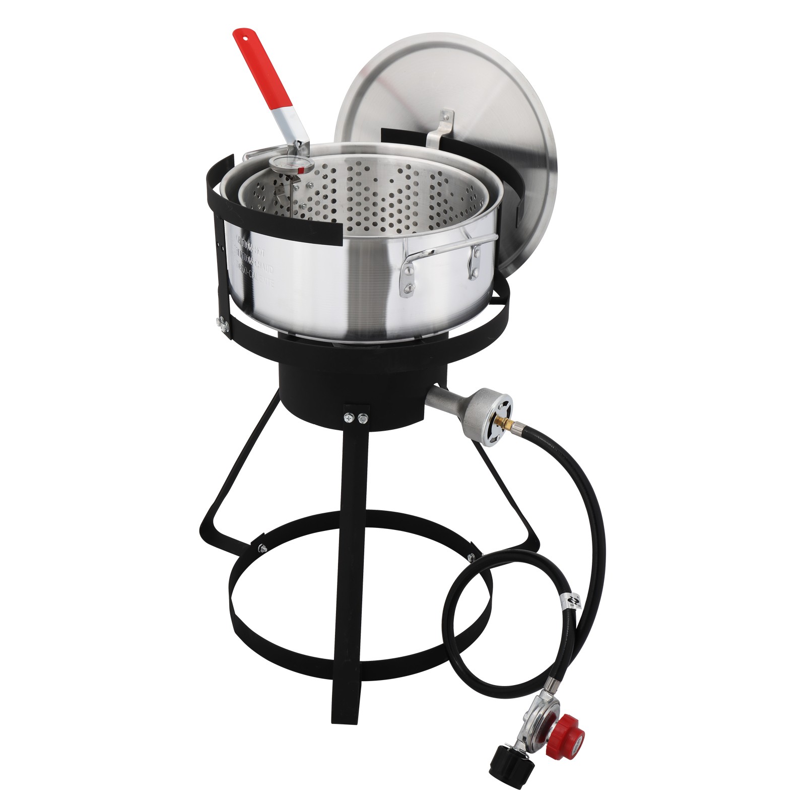 10Qt Aluminum Fish Deep Fryer Pot w/ 55,000 BTU Propane Burner Thermometer