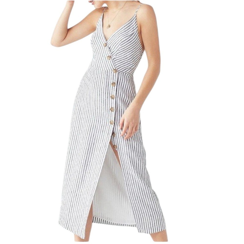 Urban Outfitters Black & White Striped Button Maxi Dress Women's S/P