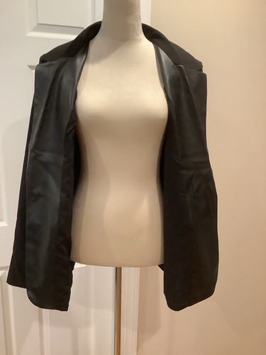 Laundry By Shelli Segal Women's Black Blazer Faux Leather Collar Size XL, NWT - Picture 6 of 10