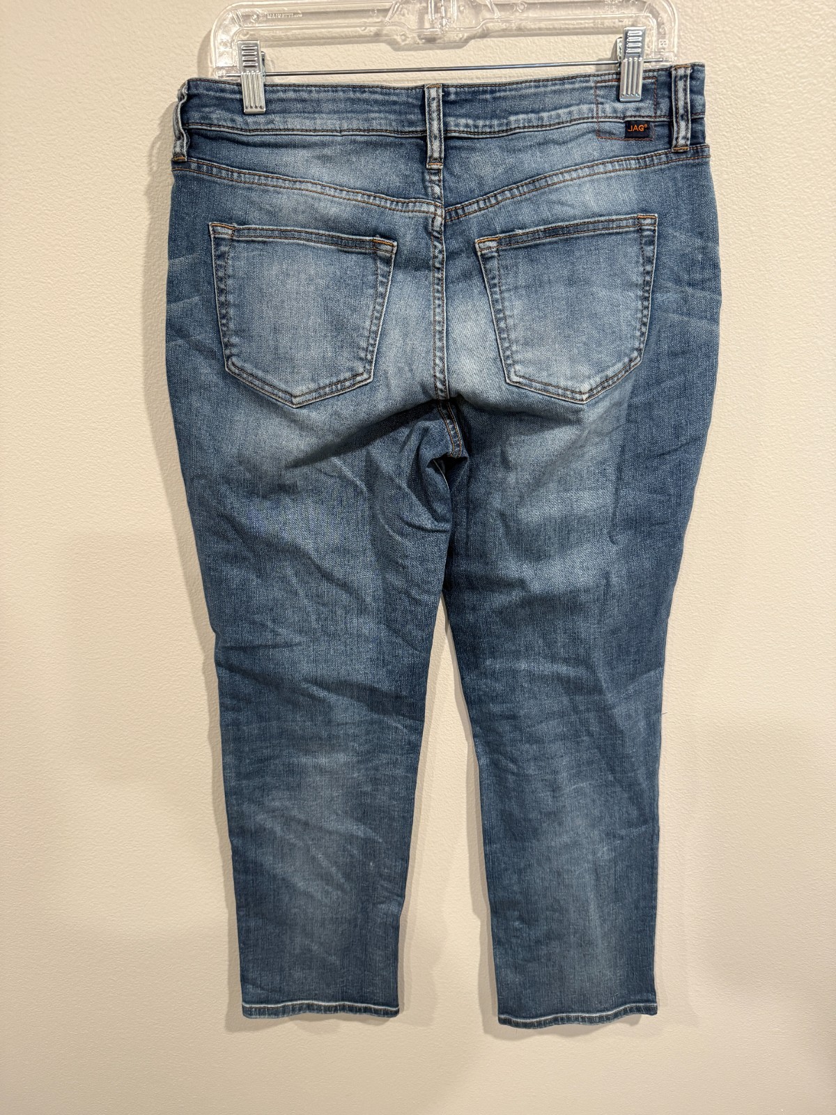 Jag Relaxed Boyfriend Jeans Women 10 Blue Denim Distressed Straight Leg 5 Pocket