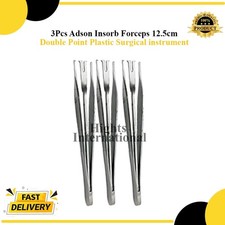 New 3 Pcs Adson Insorb Forceps 12.5cm Double Point Plastic Surgical instruments