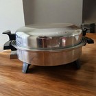 Liquid Core 11 inch Electric Skillet Cooker Stainless Dome Lid saucepan 1200 W