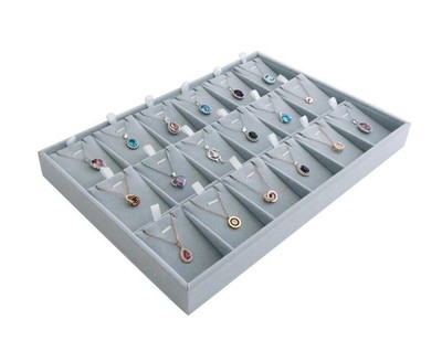 Velvet Grey Jewelry Trays Premium Grade Drawer Insert Divider Stackable Organ...