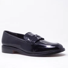 Franco Sarto Alora Womens Black Manmade Patent Leather Penny Loafers Shoes US 7M