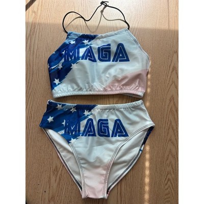 B24 New Women's 2pc Patriotic American Flag  MAGA  Bikini size Small