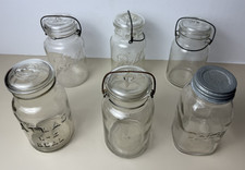 6 Vintage Canning Glass Jars Mixted Lot Please Read Description