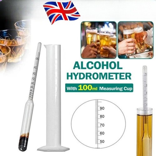 NEW Alcohol Hydrometer Distilling 0-100% Meter with Measuring Cup 100ml AU