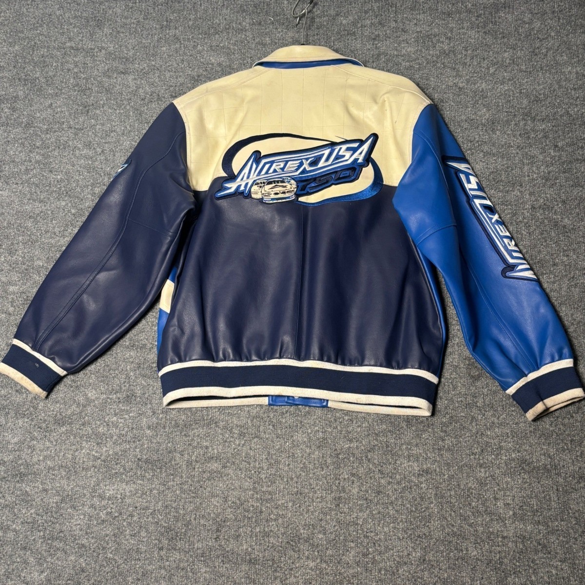 Avirex USA 750 Racing Jacket Youth L 16-18 Blue Varsity Moto Y2K