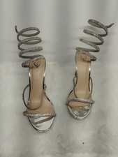 Windsor Heels Women's 7 Silver Rhinestone Spiral Stiletto Dress Shoes Party