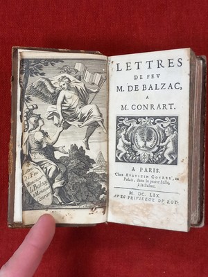 Lettres de Balzac à M. Conrart Paris Courbé, 1659 Frontispice Chauveau Minerve
