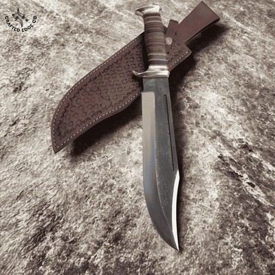 Carbon Steel Blade | Stacked Leather Handle | Full Tang Survival Hunting Camping