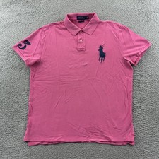 Polo Ralph Lauren Shirt Mens XL Pink Big Pony Logo Short Sleeve Preppy Slim Fit